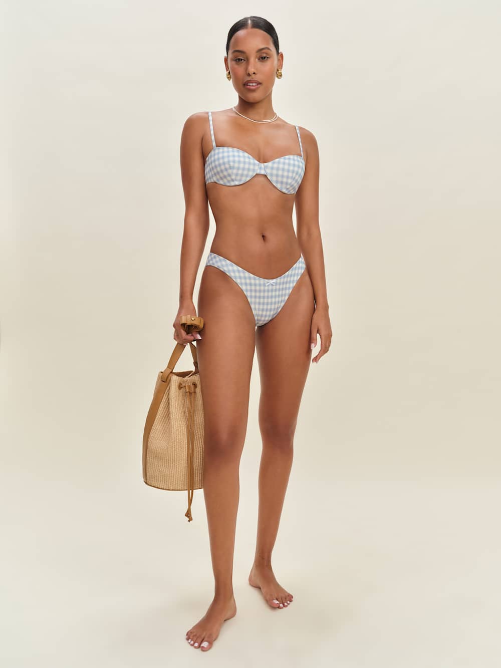 Makena Bikini Top - Crystal Check White