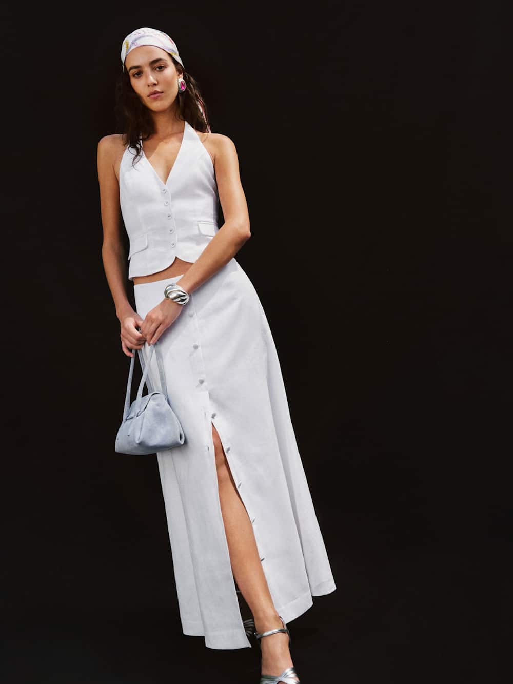 Aida Linen Vest - White