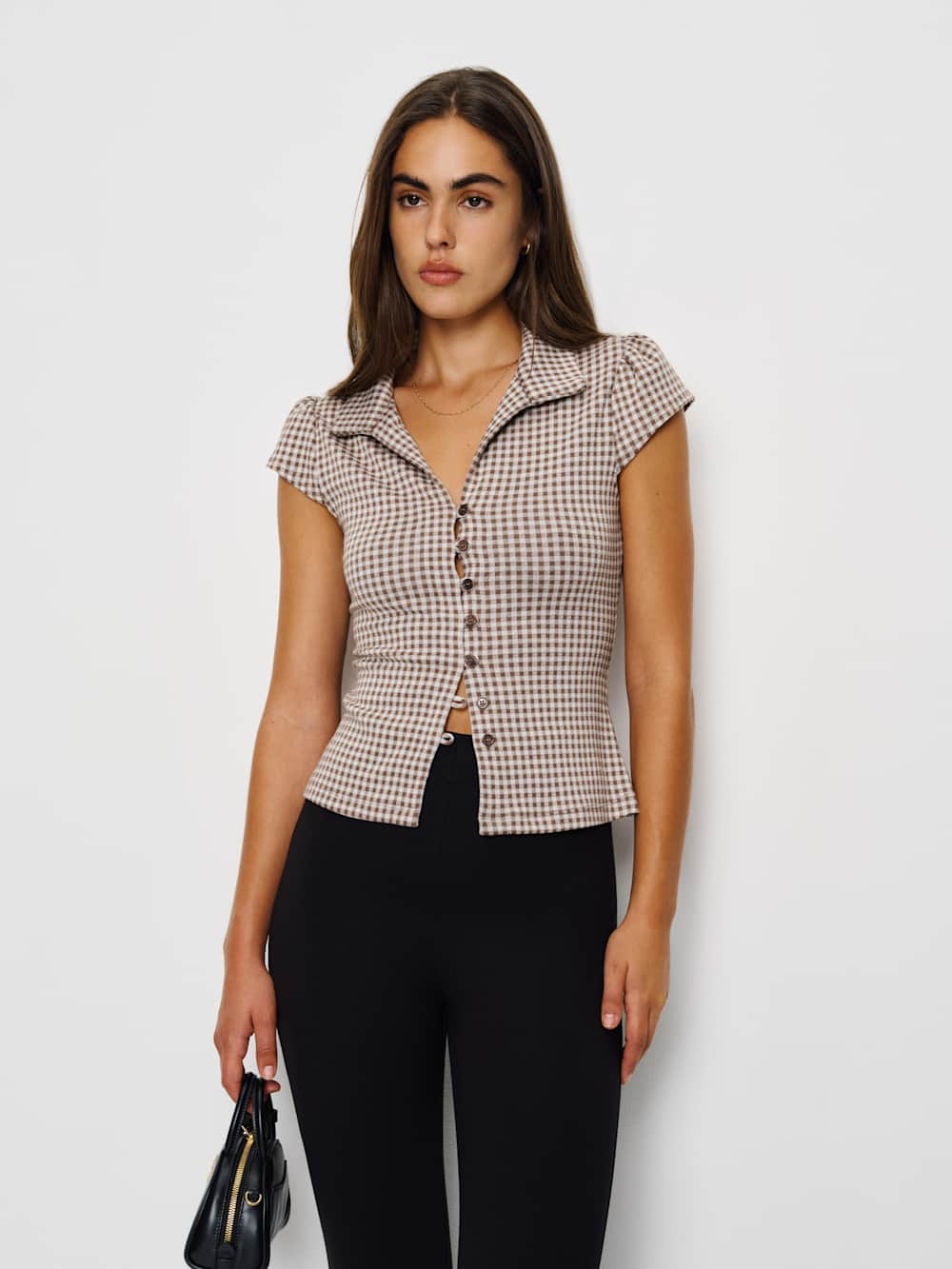 Jenna Knit Top - Brown And White