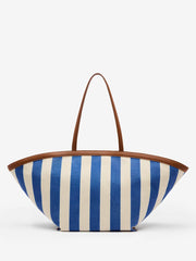Lucia Tote Bag - Cassis Blue Stripe Canvas