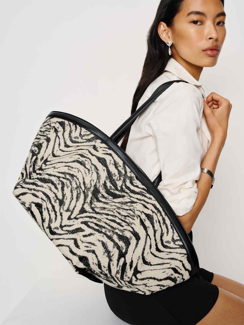 Lucia Tote Bag - Zebra Raffia