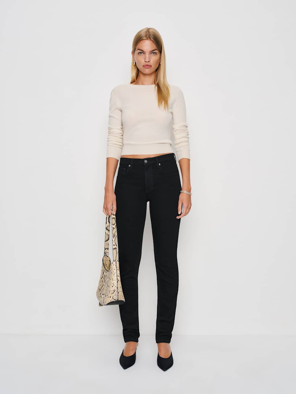 Christina Mid Rise Super Stretch Skinny Jeans - Black