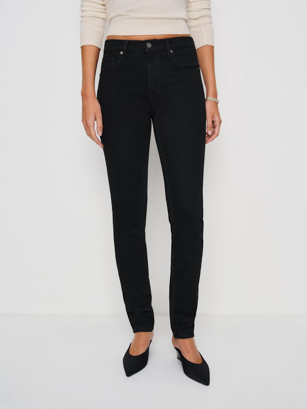 Christina Mid Rise Super Stretch Skinny Jeans - Black