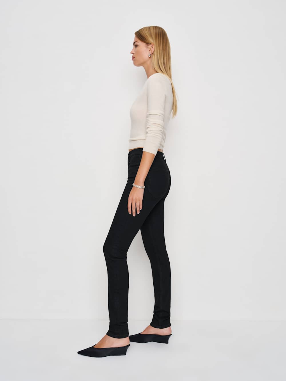 Christina Mid Rise Super Stretch Skinny Jeans - Black