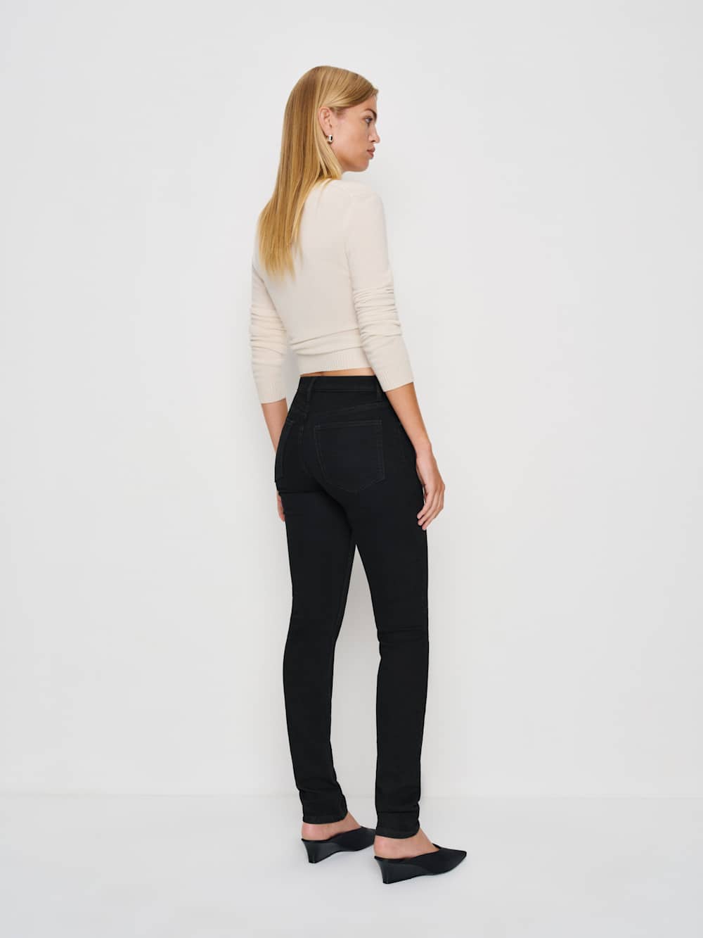 Christina Mid Rise Super Stretch Skinny Jeans - Black