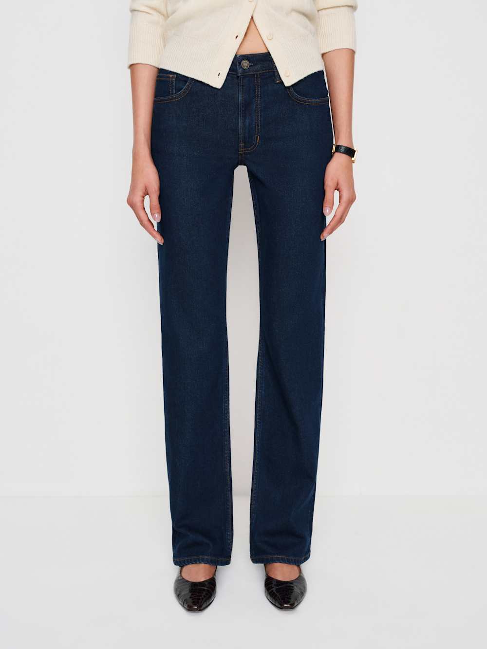 Elton Mid Rise Super Stretch Straight Jeans - Reservoir