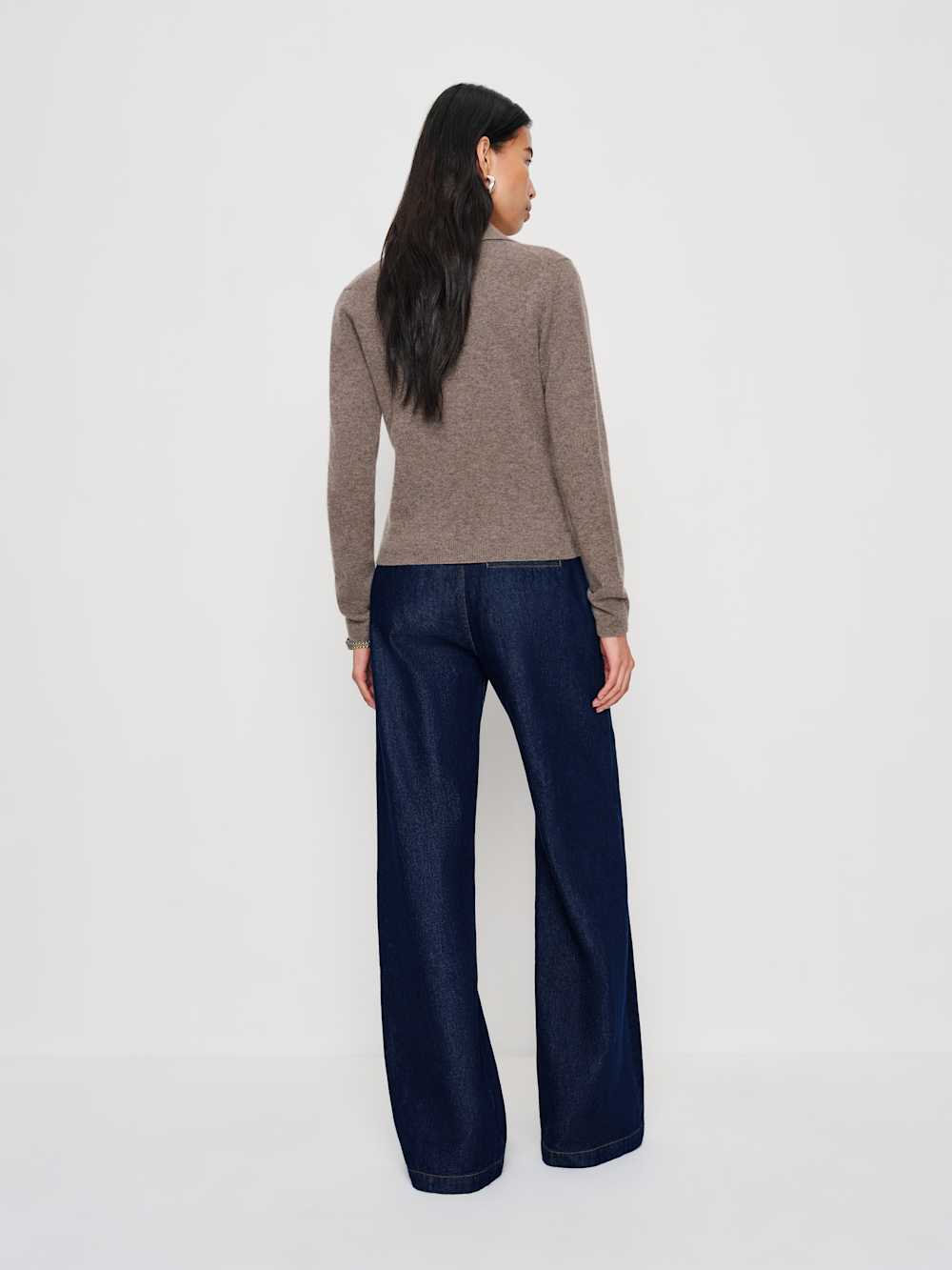 Florentina Cashmere Collared Cardigan - Cocoa