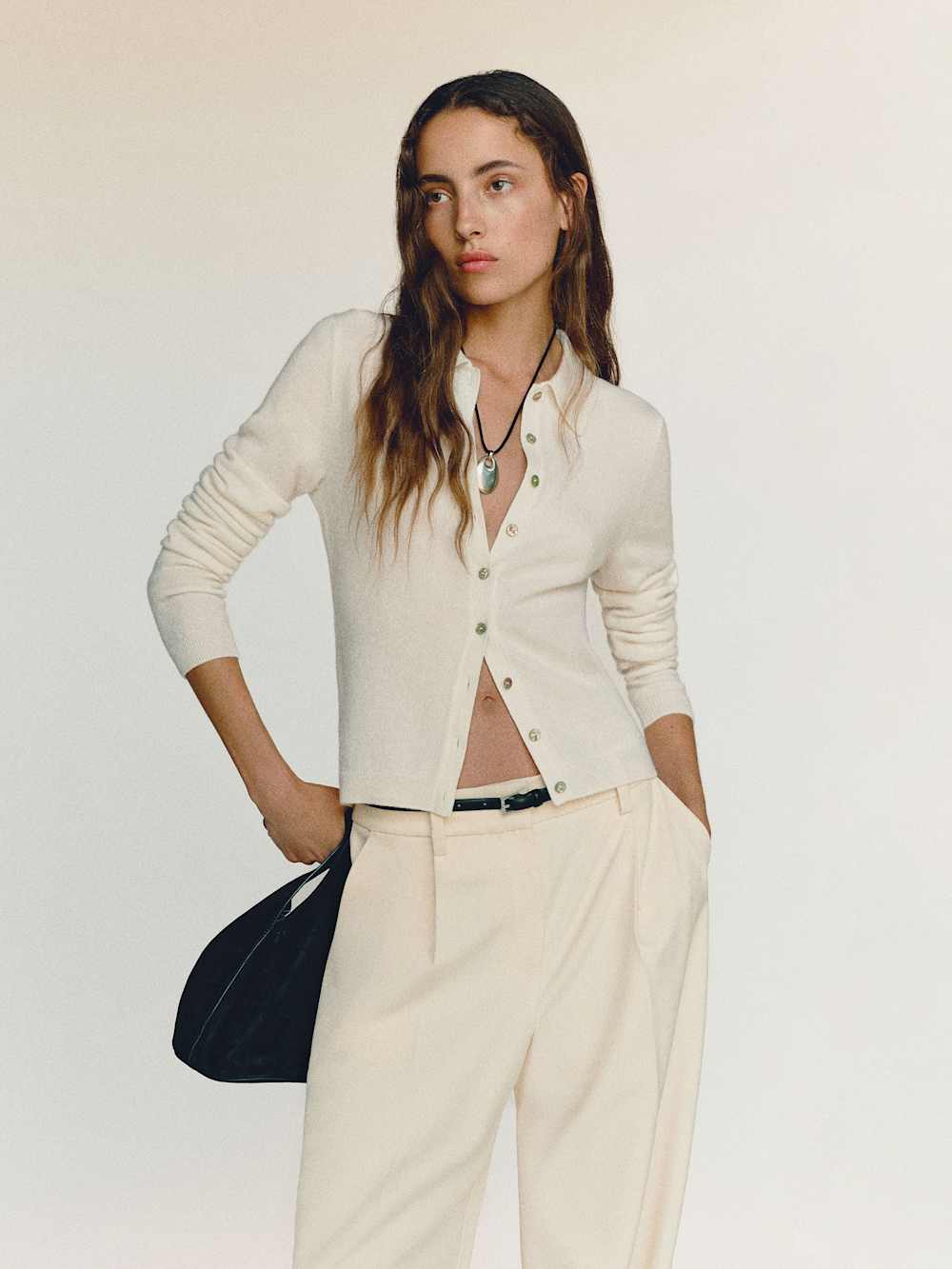 Florentina Cashmere Collared Cardigan - Gossamer
