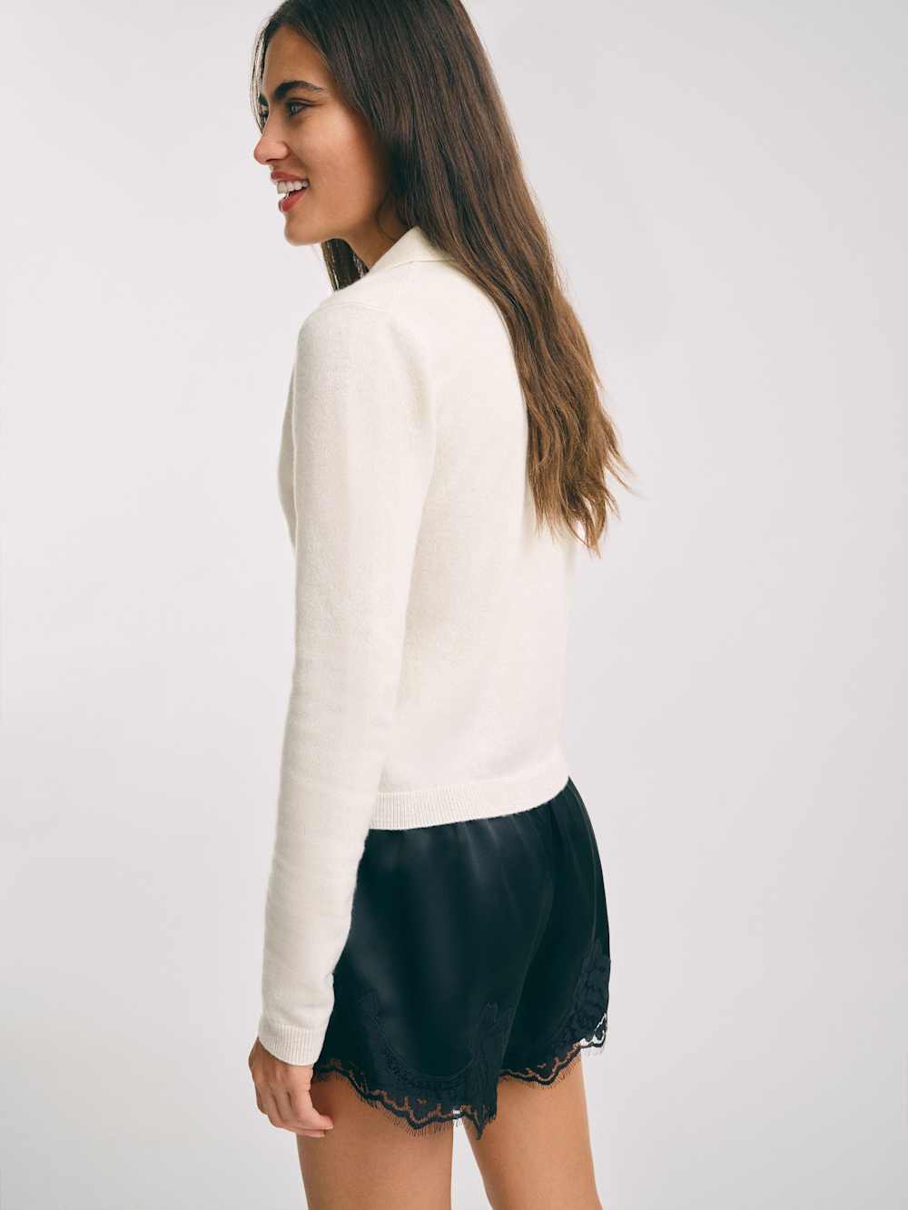 Florentina Cashmere Collared Cardigan - Gossamer