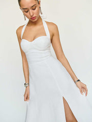 Petites Tala Linen Dress - White