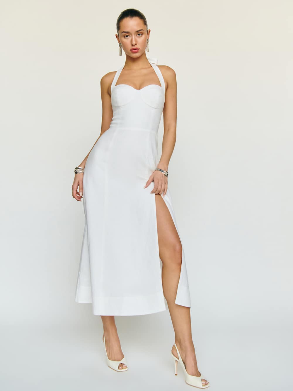 Petites Tala Linen Dress - White