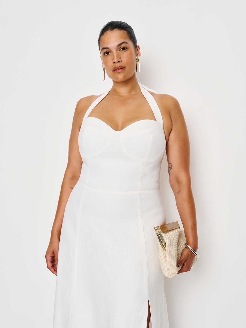 Tala Linen Dress Es - White