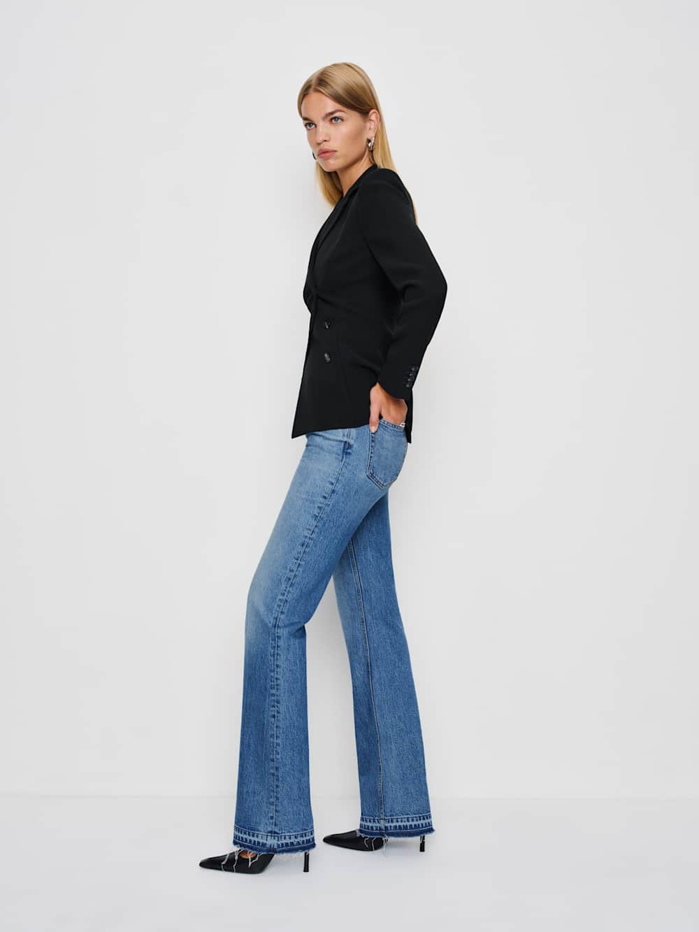 Sharon Stretch Mid Rise Bootcut Jeans - Malombe Let Down Hem