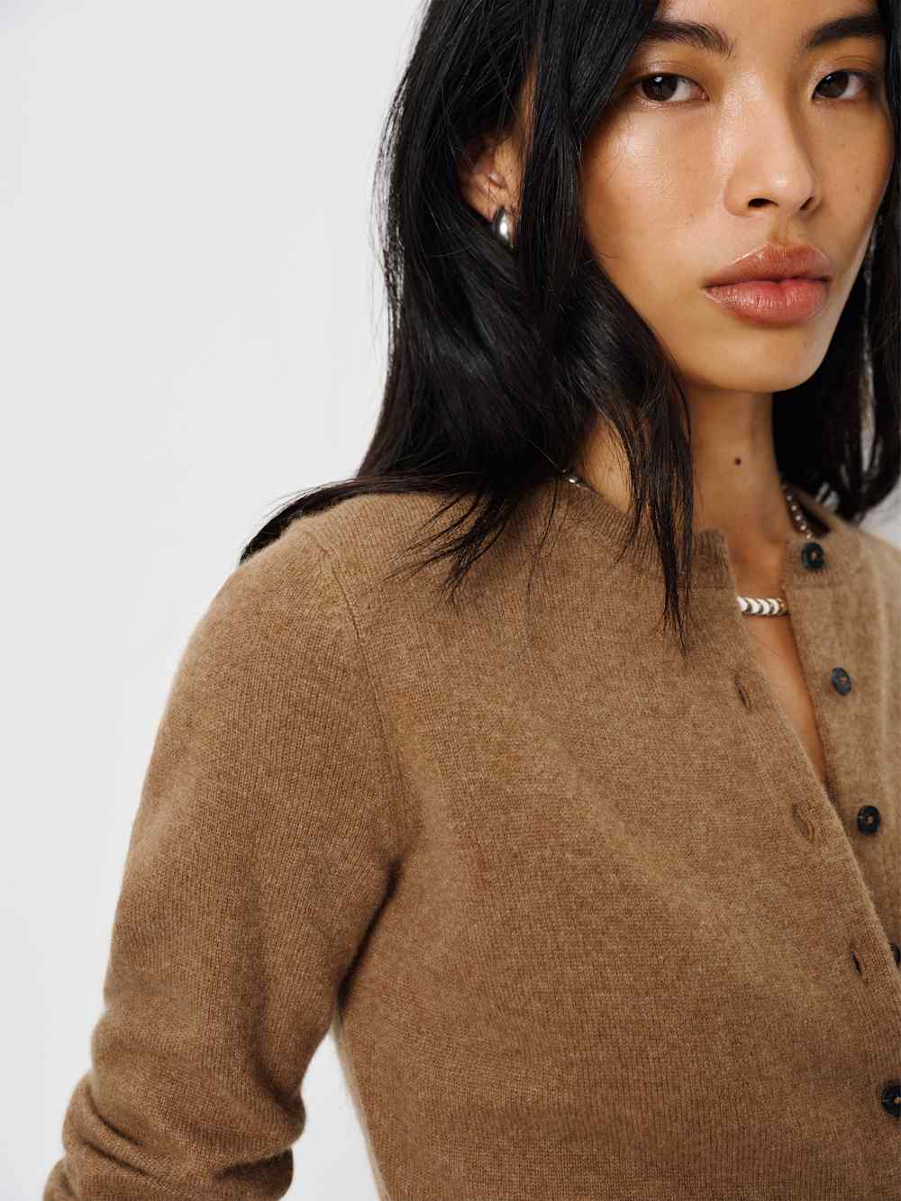 Farren Cashmere Crew Cardigan - Camel