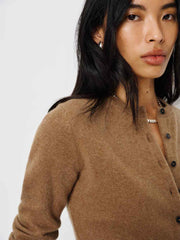 Farren Cashmere Crew Cardigan - Camel