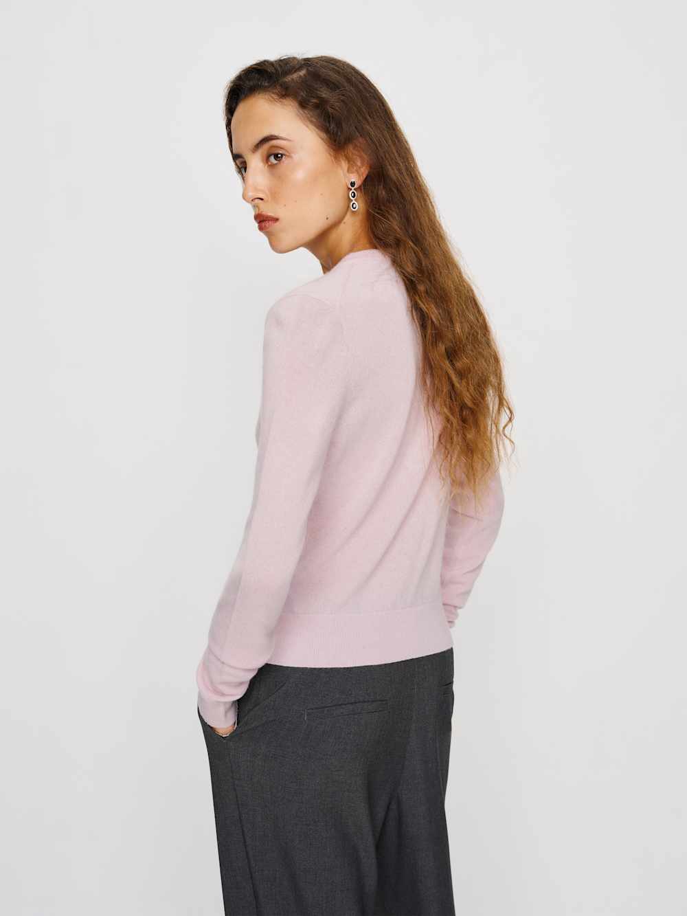 Farren Cashmere Crew Cardigan - Foxglove