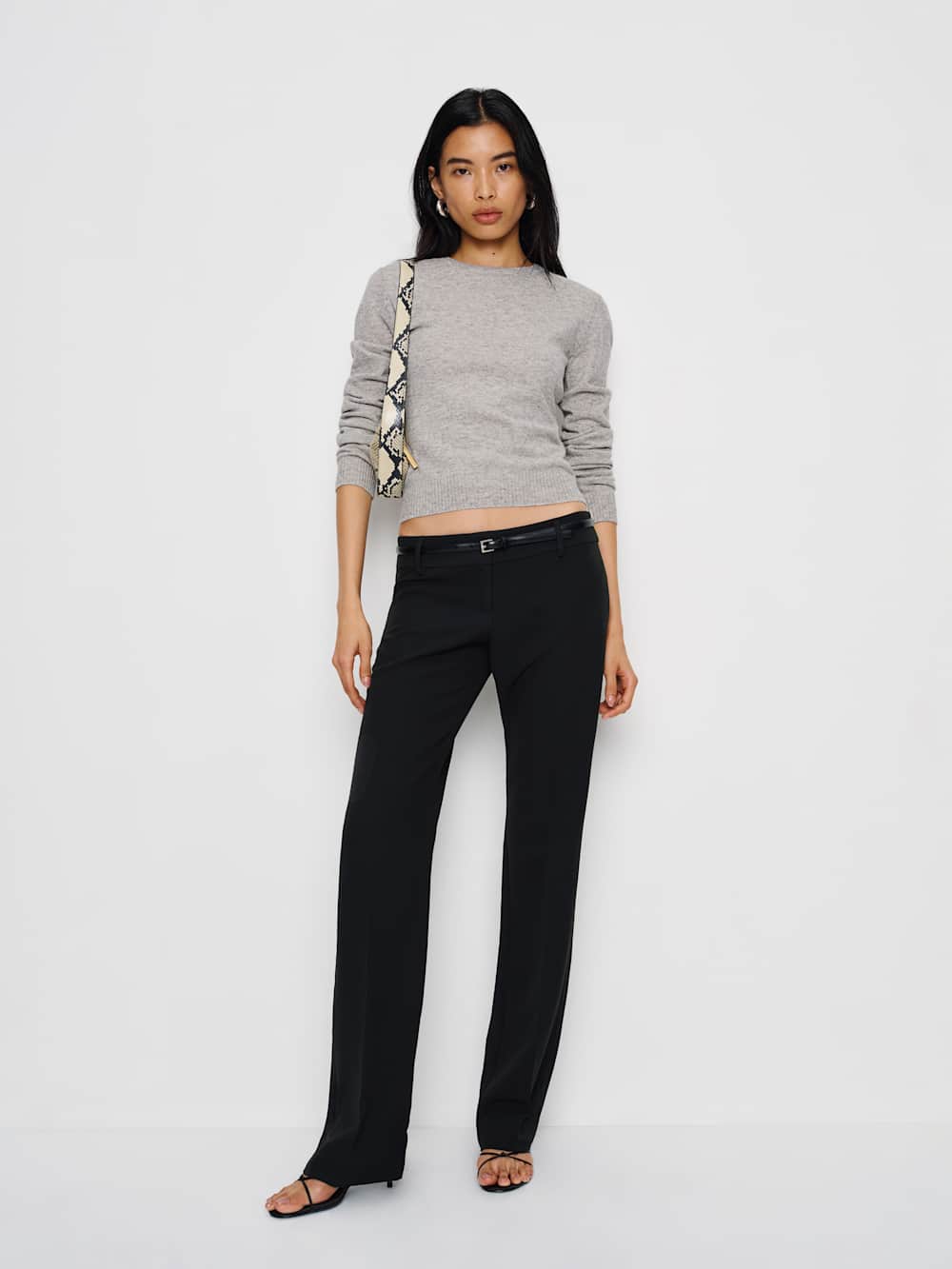 Lian Cashmere Crew Sweater - Foggy