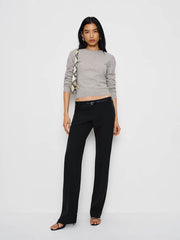 Lian Cashmere Crew Sweater - Foggy