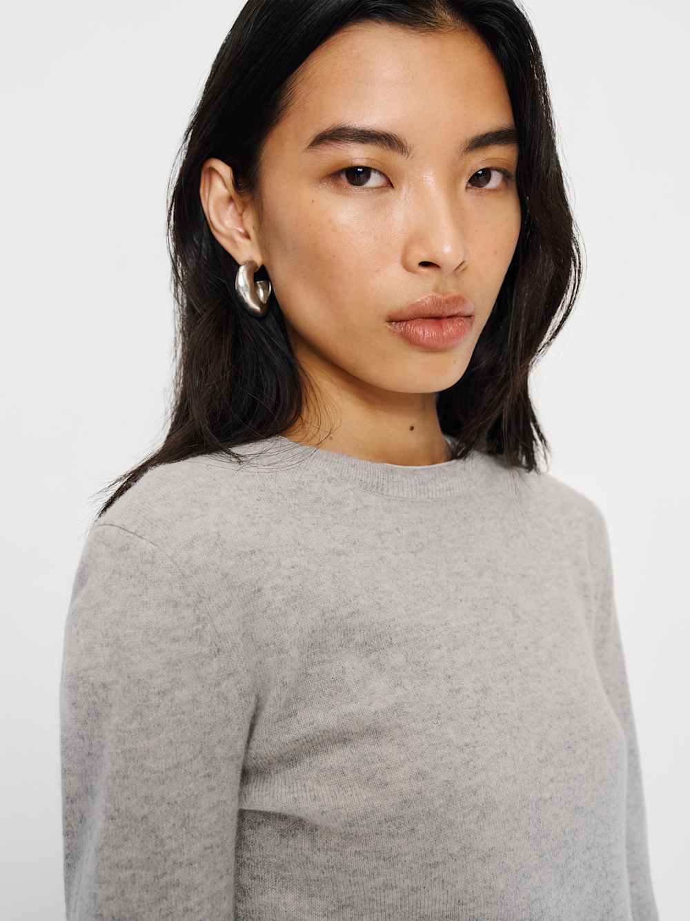 Lian Cashmere Crew Sweater - Foggy