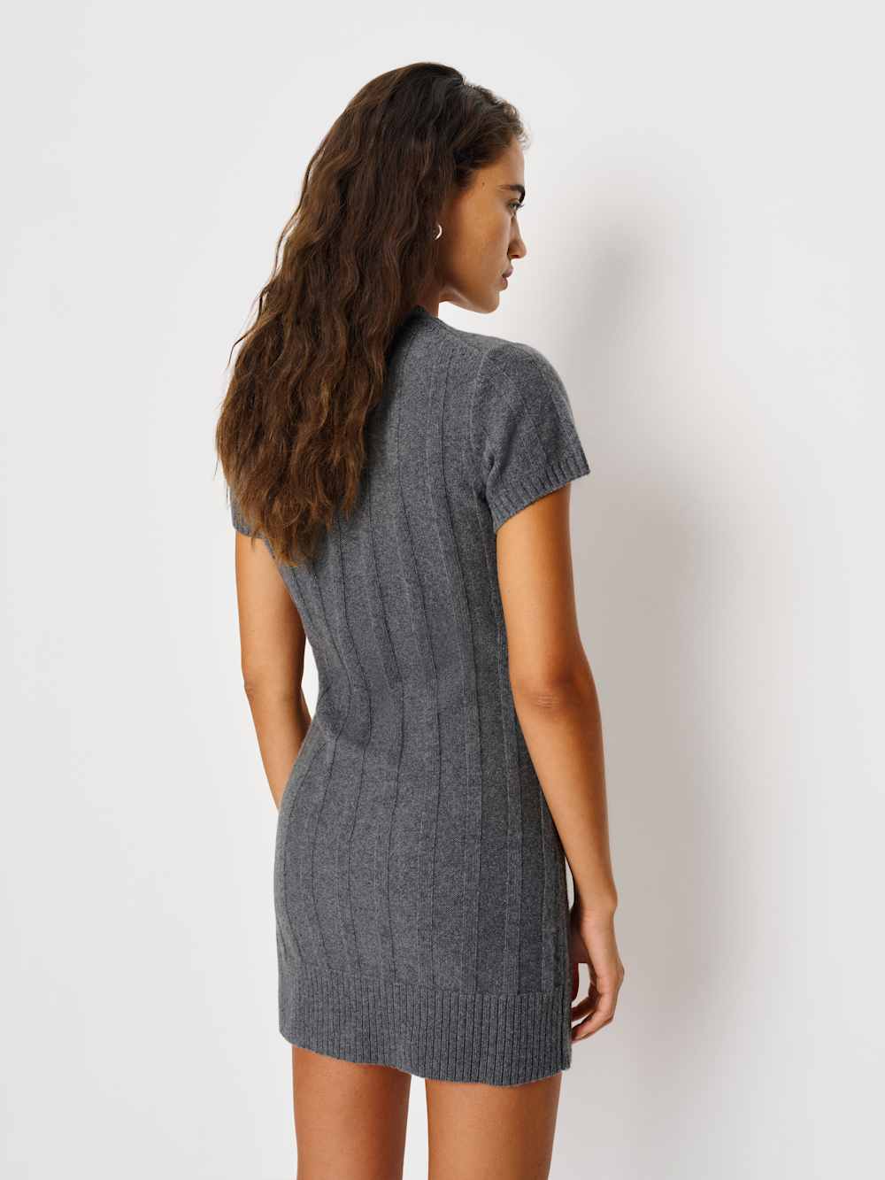 Sadie Cashmere Mini Dress - Ribbed Thunder