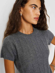 Sadie Cashmere Mini Dress - Ribbed Thunder