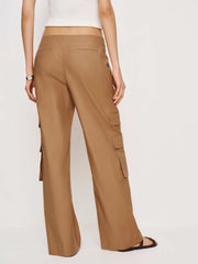 Vida Poplin Low Rise Cargo Pant - Peanut
