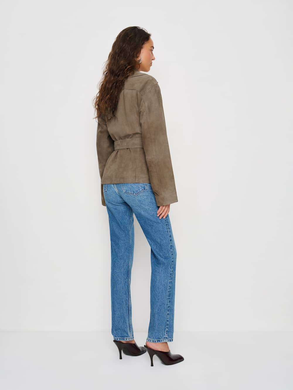 Veda Jaden Cropped Trench - Mushroom Suede