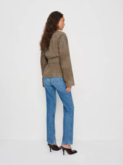 Veda Jaden Cropped Trench - Mushroom Suede