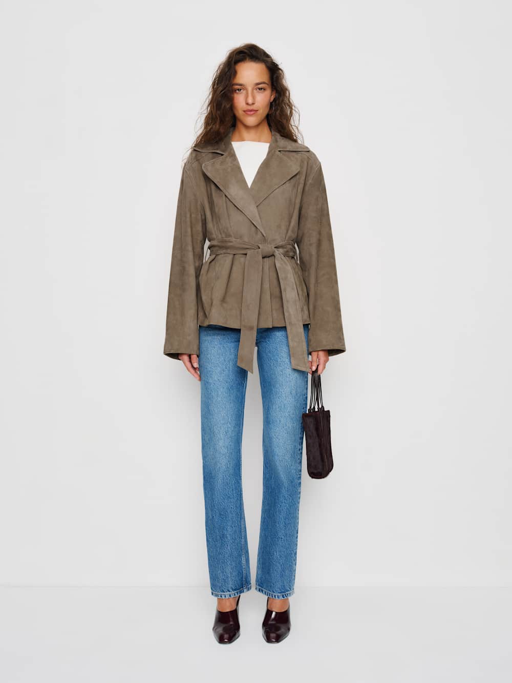 Veda Jaden Cropped Trench - Mushroom Suede