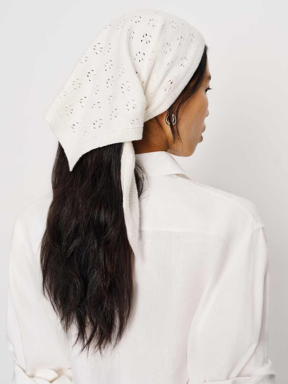 Goldie Cashmere Blend Triangle Scarf - Gossamer Pointelle