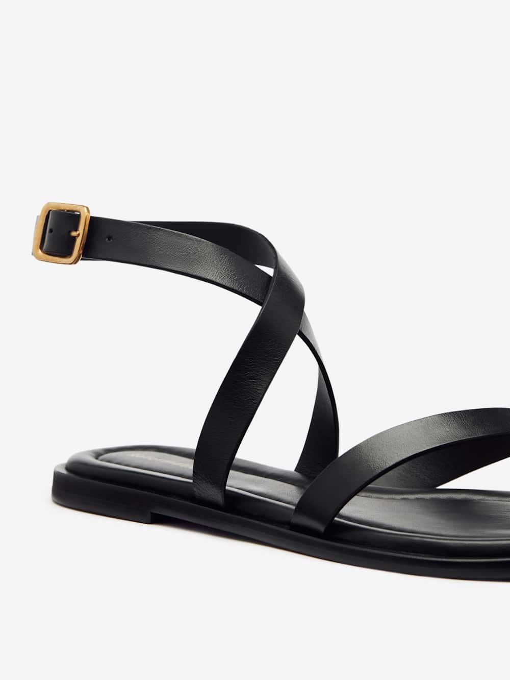 Jane Flat Sandal - Black Leather