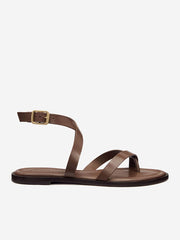 Jane Flat Sandal - Mocha Leather