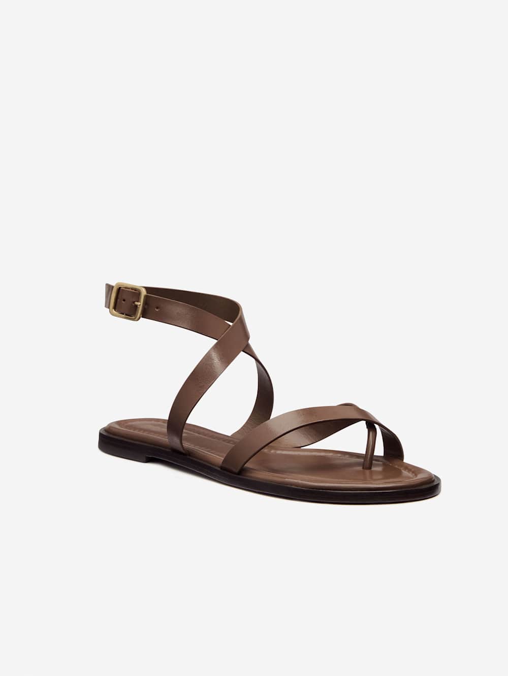 Jane Flat Sandal - Mocha Leather