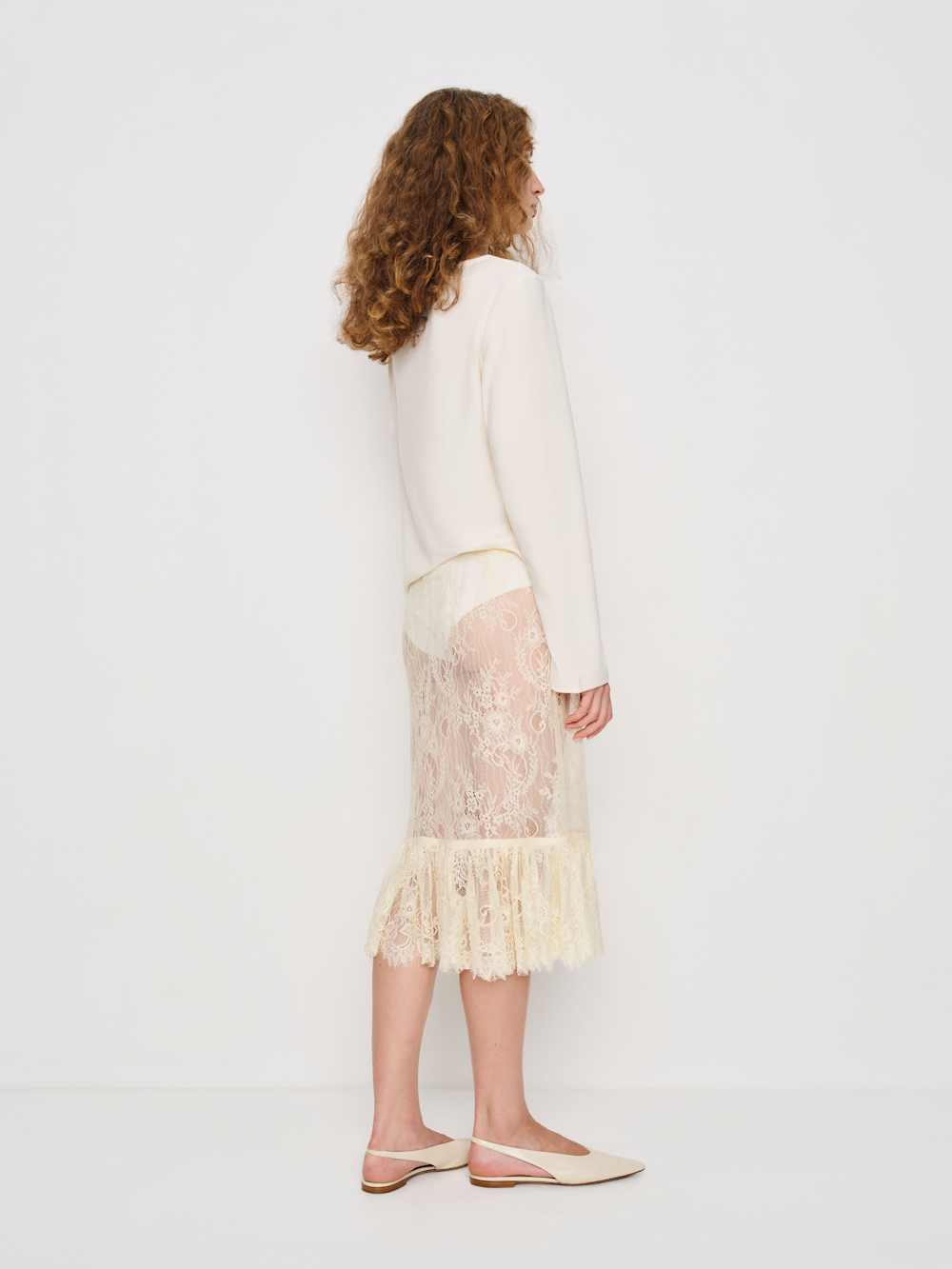 Delcy Low Waist Skirt - Cream Lace