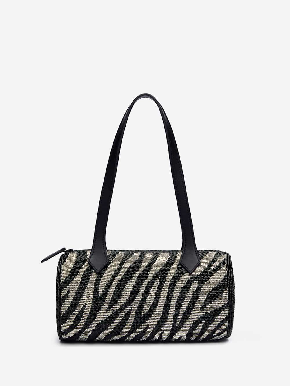 Aurora Shoulder Bag - White Black Zebra Beaded