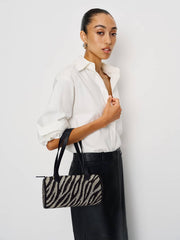 Aurora Shoulder Bag - White Black Zebra Beaded