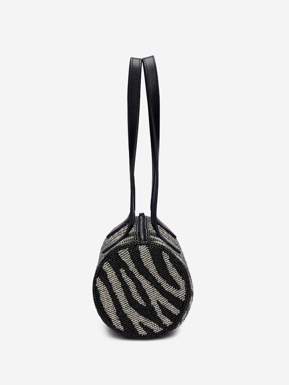 Aurora Shoulder Bag - White Black Zebra Beaded