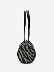 Aurora Shoulder Bag - White Black Zebra Beaded