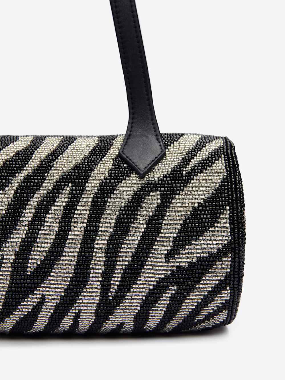 Aurora Shoulder Bag - White Black Zebra Beaded