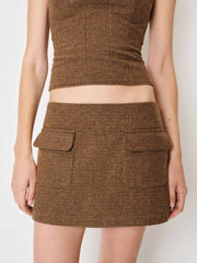 Calloway Low Rise Skort - Brown Check