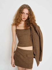 Calloway Low Rise Skort - Brown Check