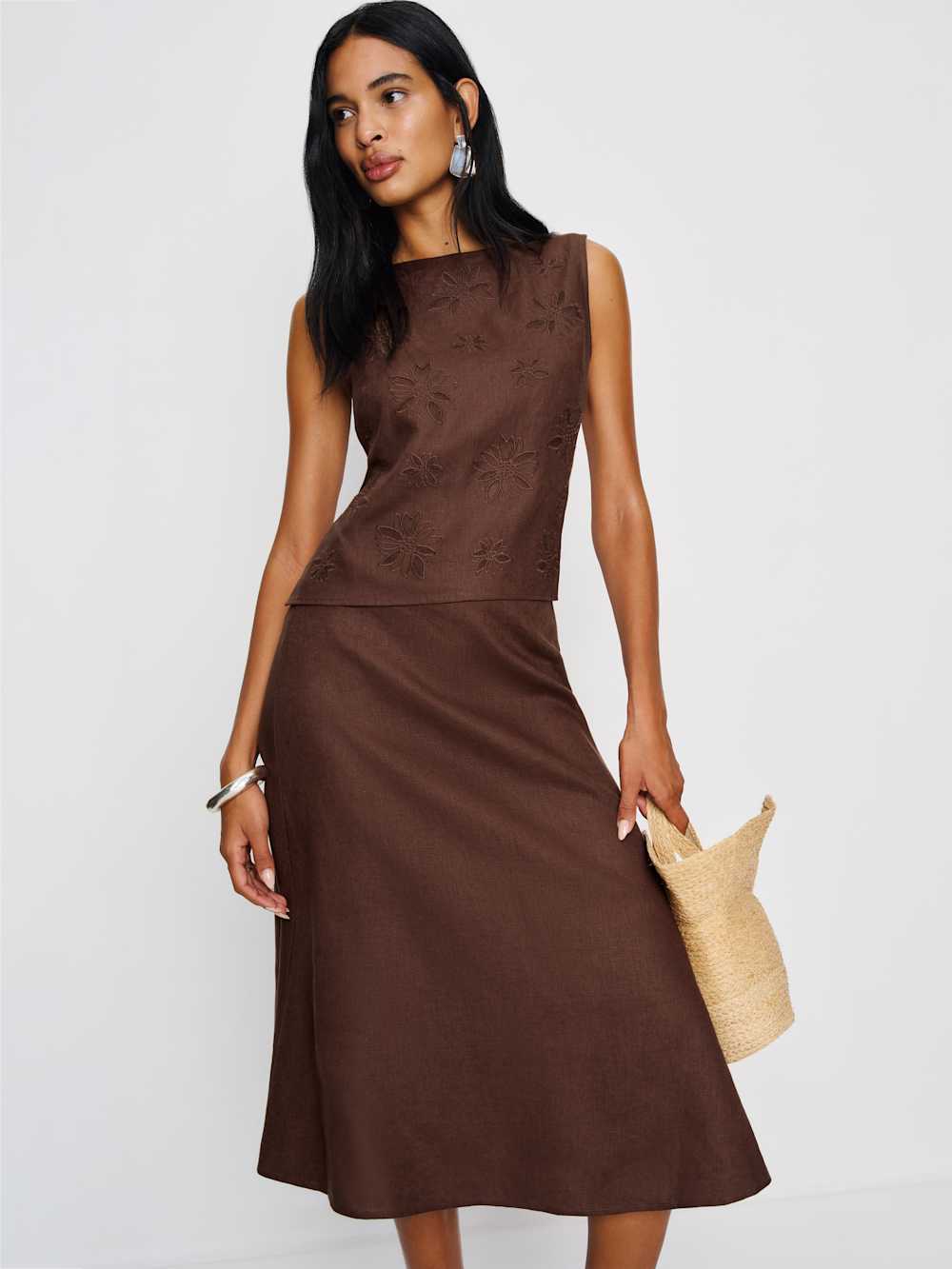 Evelina Linen Top - Cafe