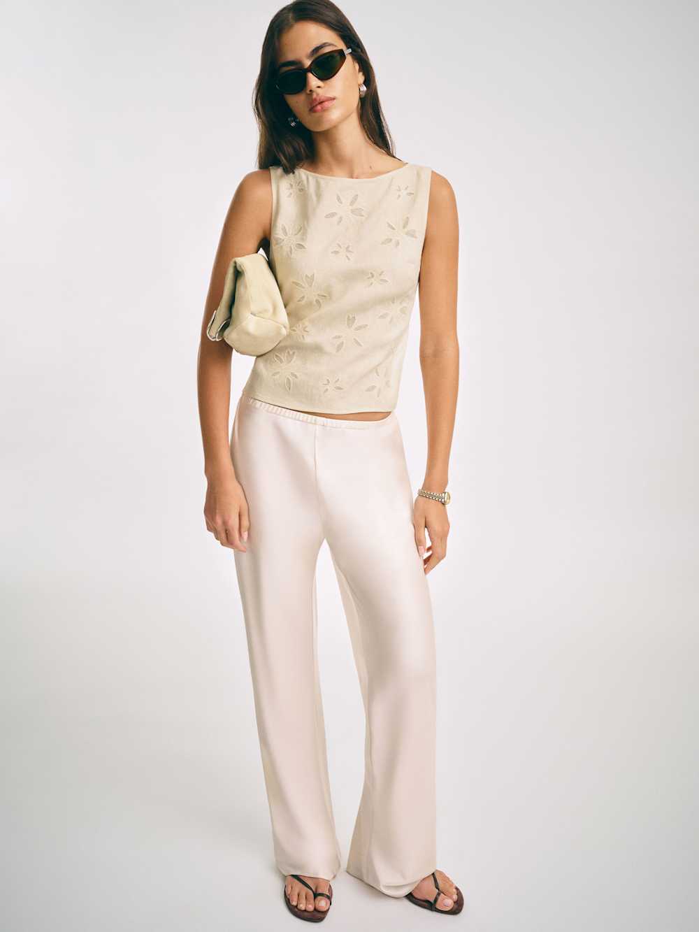 Evelina Linen Top - Sugar