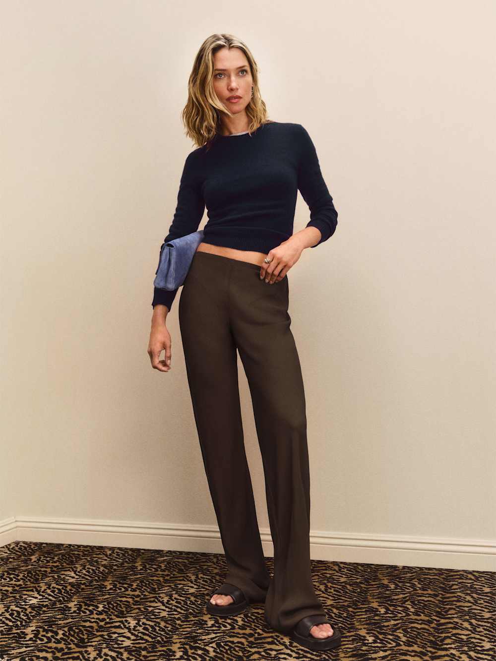 Gale Sheer Mid Rise Bias Pant - Mole