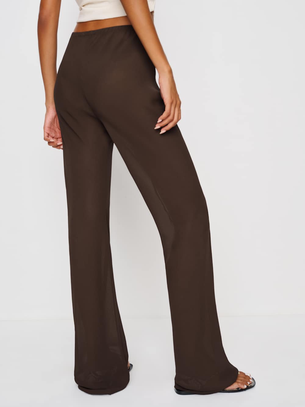 Gale Sheer Mid Rise Bias Pant - Mole