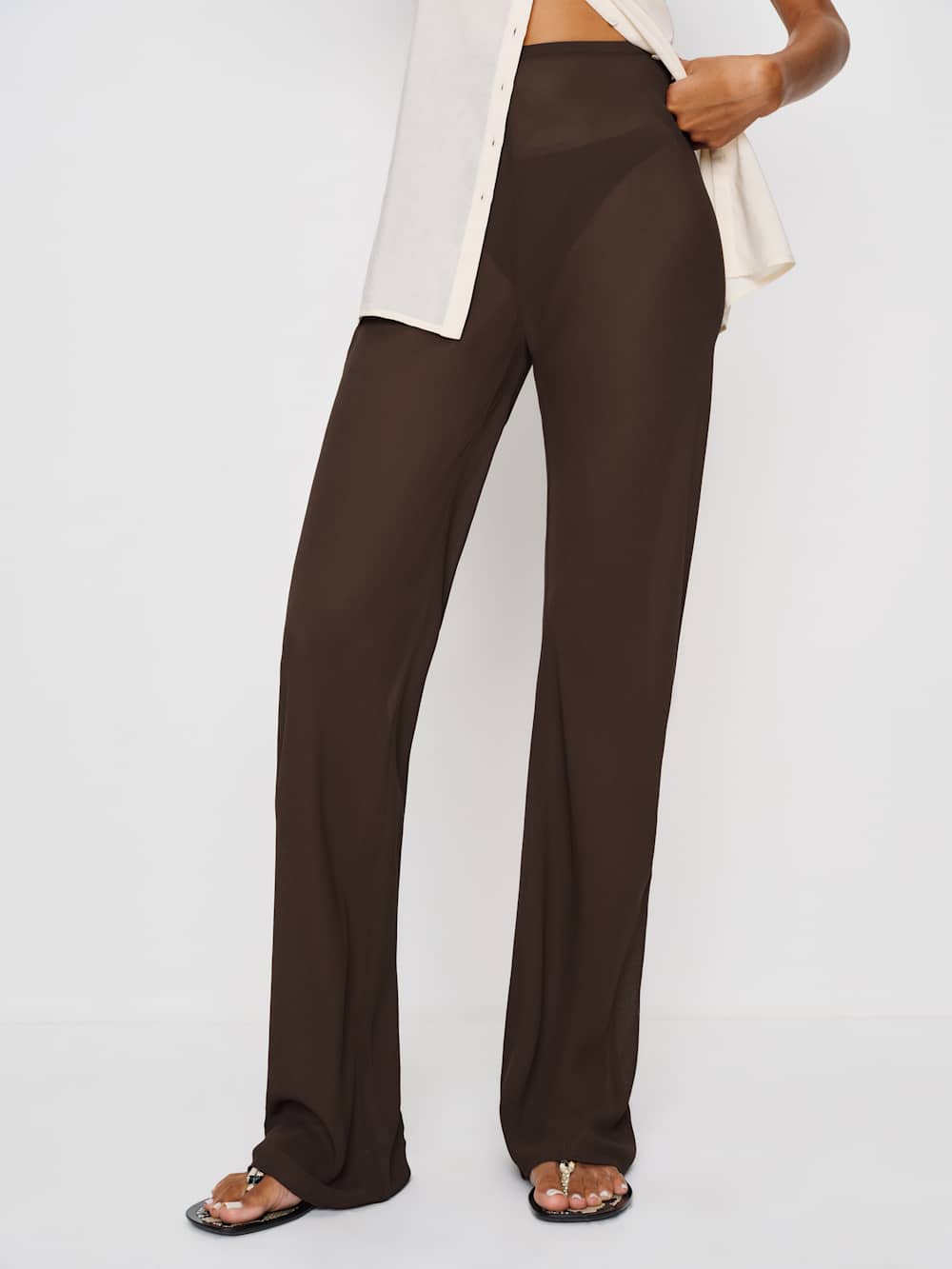 Gale Sheer Mid Rise Bias Pant - Mole