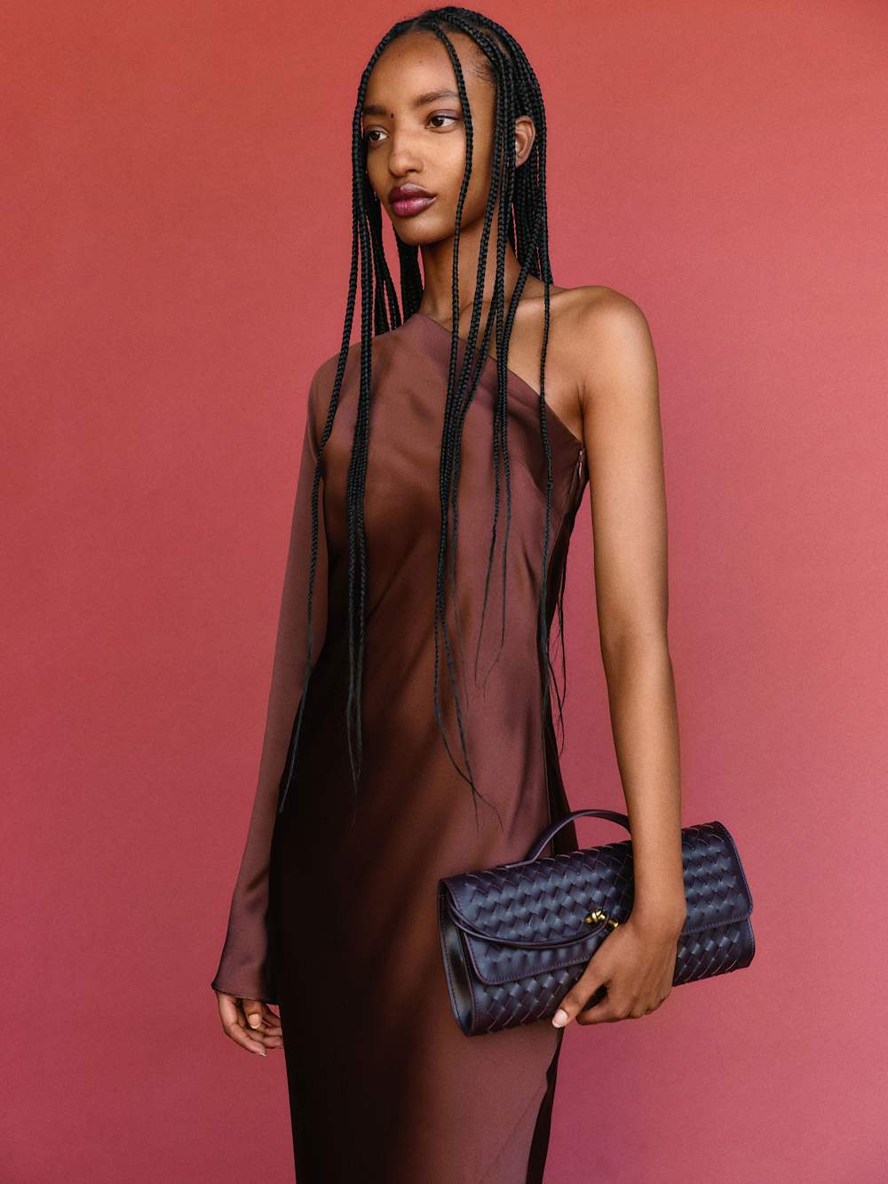 Omari Silk Dress - Mahogany