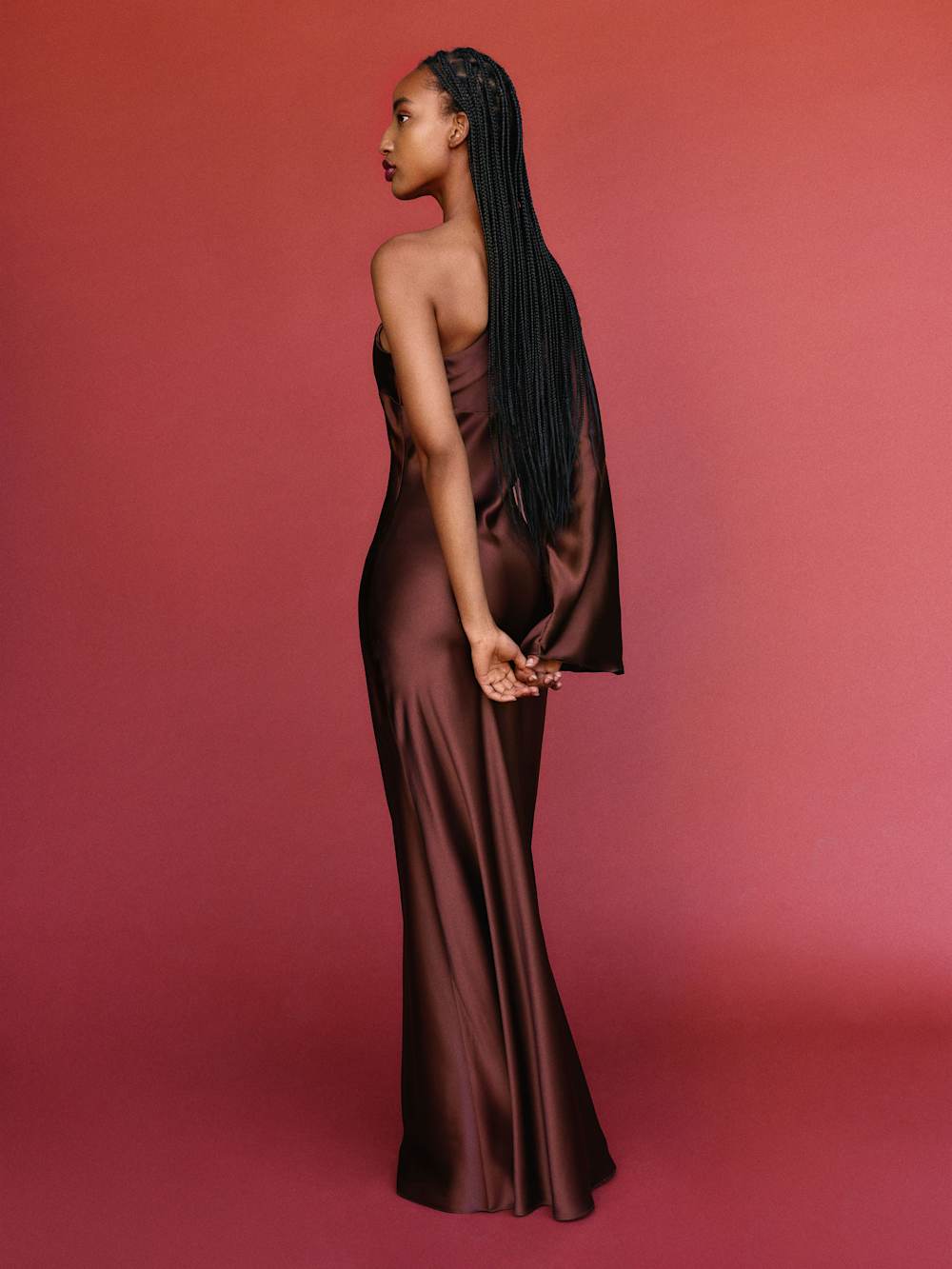 Omari Silk Dress - Mahogany