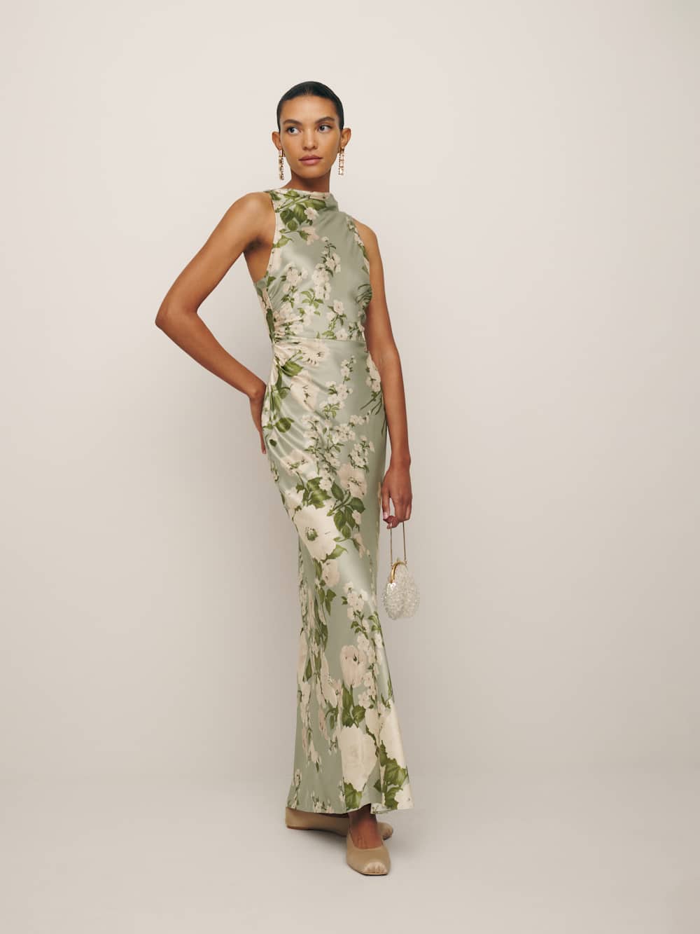 Petites Anaiis Silk Dress - Tarragon
