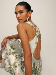 Petites Anaiis Silk Dress - Tarragon